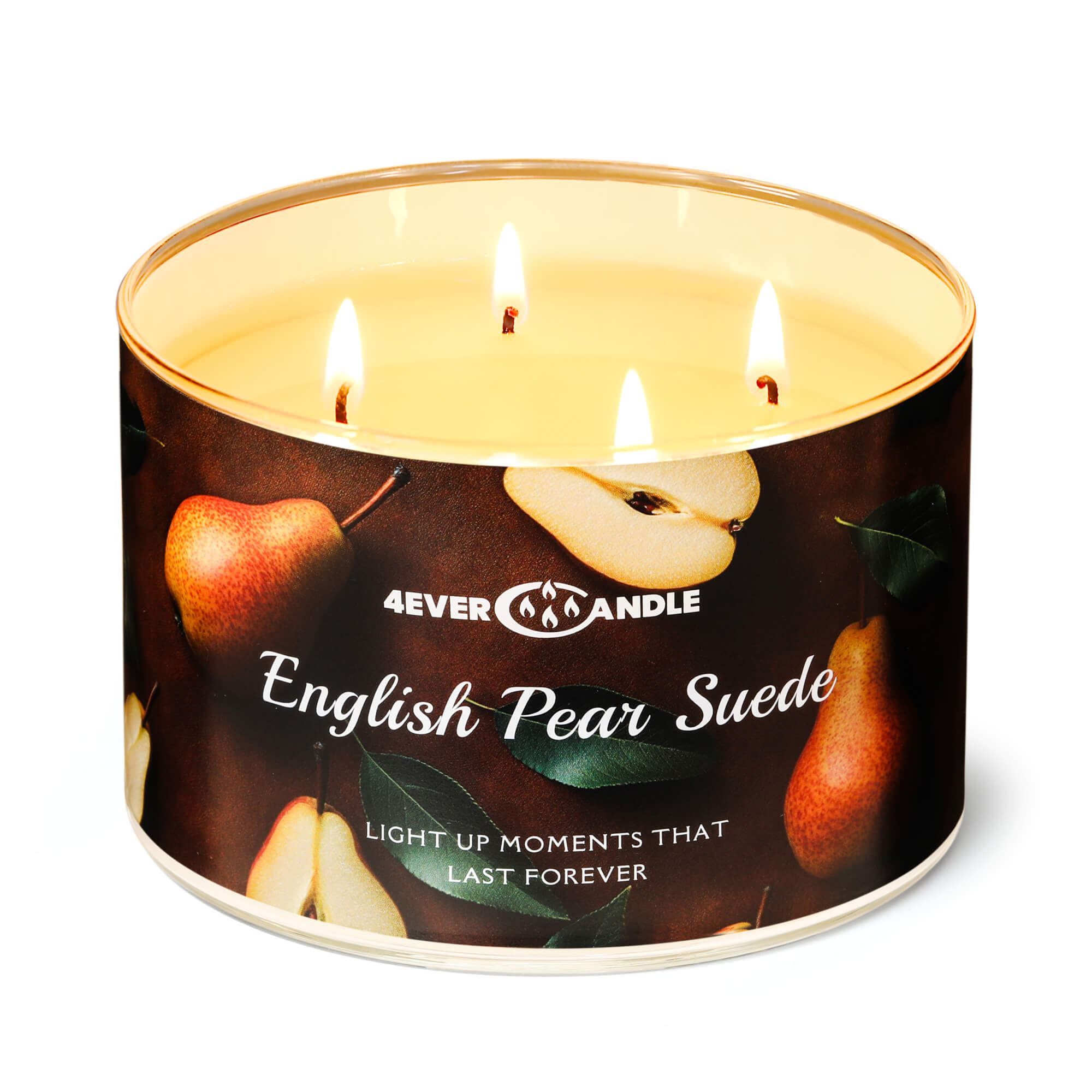 Picture of 4EVER CANDLE Over 50 Hours Jar Candle - 4-Wick Long-Lasting Scented Candles, 18oz Natural Soy Wax Candle for Home, Candle Gifts for Women & Men, English Pear Suede